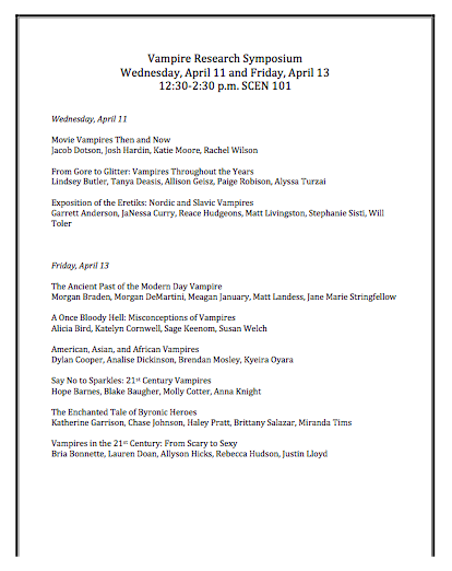 Vampire Research Symposium at University of Arkansas